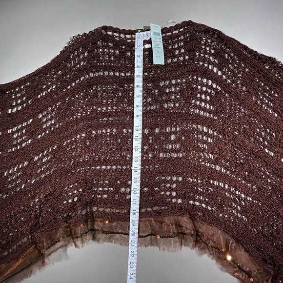 ✨NWT Cache Shawl Poncho Bronze/Brown Crochet Sequins OS✨ - Picture 9 of 10